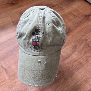 Disneyland Parks Hat Mickey Mouse Baseball Cap Youth Distressed Strapback Green